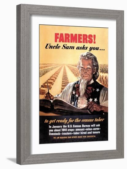 Farmers! Uncle Sam Asks You-Jerome Rogen-Framed Art Print