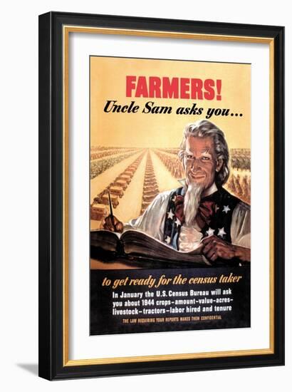 Farmers! Uncle Sam Asks You-Jerome Rogen-Framed Art Print