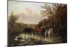 Farmhorses Watering in a Wooded River Landscape-Henry Thomas Alken-Mounted Giclee Print