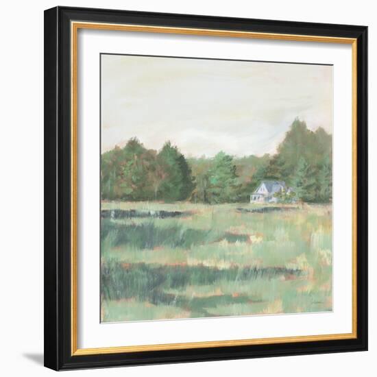 Farmhouse Across the Meadow Pastel-Sue Schlabach-Framed Art Print