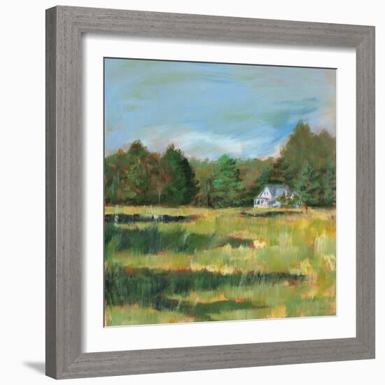 Farmhouse Across the Meadow-Sue Schlabach-Framed Art Print