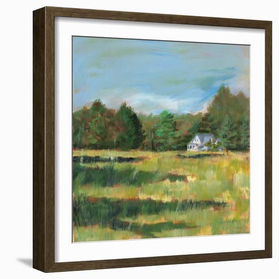 Farmhouse Across the Meadow-Sue Schlabach-Framed Art Print