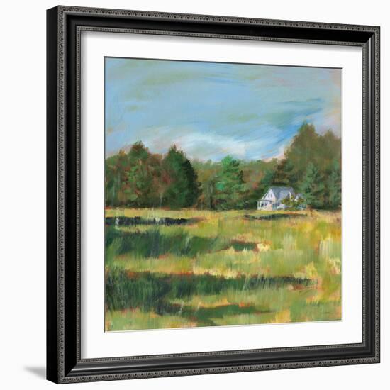 Farmhouse Across the Meadow-Sue Schlabach-Framed Art Print