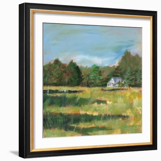 Farmhouse Across the Meadow-Sue Schlabach-Framed Art Print