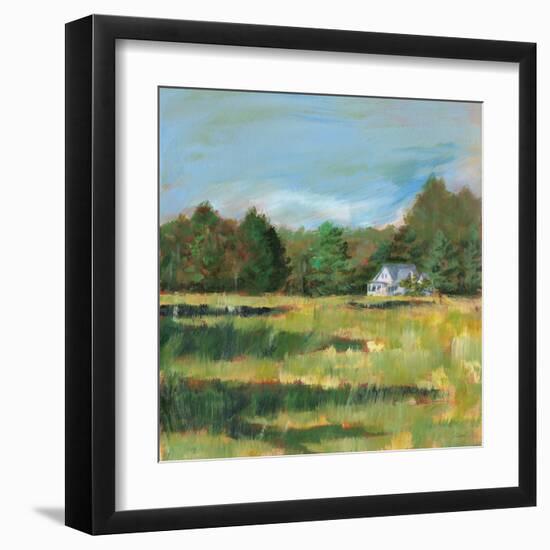 Farmhouse Across the Meadow-Sue Schlabach-Framed Art Print