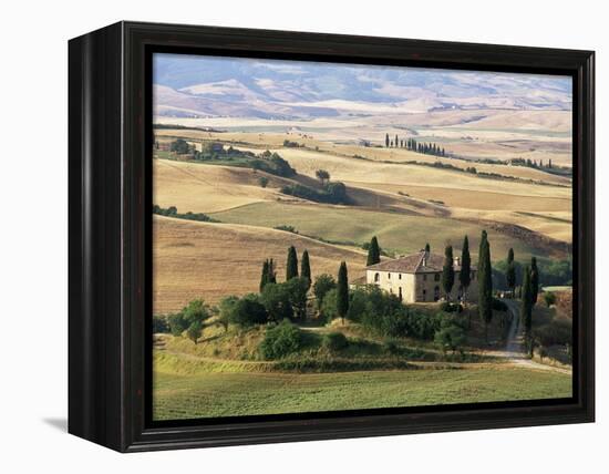 Farmhouse and Cypress Trees in the Early Morning, San Quirico d'Orcia, Tuscany, Italy-Ruth Tomlinson-Framed Premier Image Canvas