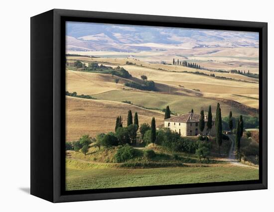 Farmhouse and Cypress Trees in the Early Morning, San Quirico d'Orcia, Tuscany, Italy-Ruth Tomlinson-Framed Premier Image Canvas