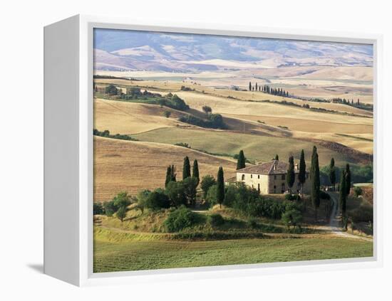 Farmhouse and Cypress Trees in the Early Morning, San Quirico d'Orcia, Tuscany, Italy-Ruth Tomlinson-Framed Premier Image Canvas