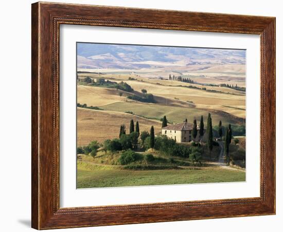 Farmhouse and Cypress Trees in the Early Morning, San Quirico d'Orcia, Tuscany, Italy-Ruth Tomlinson-Framed Photographic Print