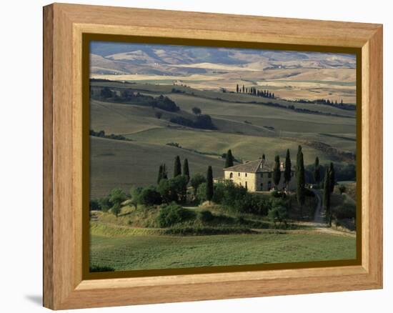 Farmhouse and Cypress Tres in the Earning Morning, San Quirico d'Orcia, Tuscany, Italy-Ruth Tomlinson-Framed Premier Image Canvas