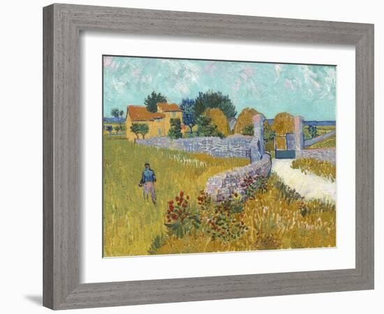 Farmhouse in Provence, by Vincent van Gogh, 1888, Dutch Post-Impressionist painting,-Vincent van Gogh-Framed Art Print