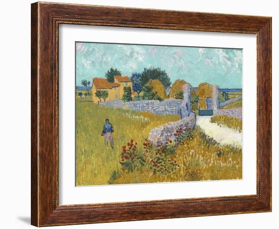 Farmhouse in Provence, by Vincent van Gogh, 1888, Dutch Post-Impressionist painting,-Vincent van Gogh-Framed Art Print