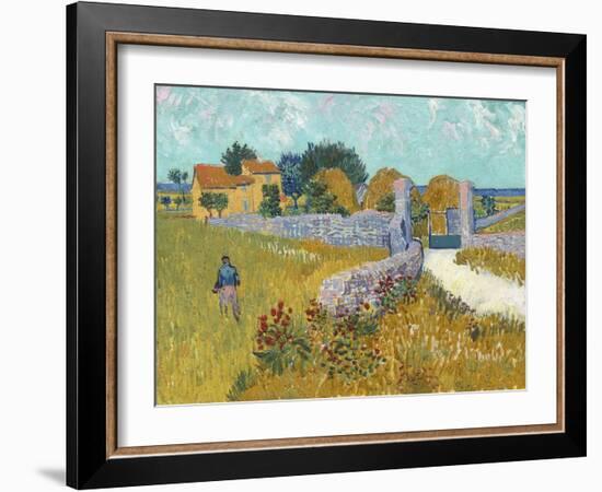 Farmhouse in Provence, by Vincent van Gogh, 1888, Dutch Post-Impressionist painting,-Vincent van Gogh-Framed Art Print