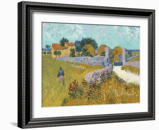 Farmhouse in Provence, by Vincent van Gogh, 1888, Dutch Post-Impressionist painting,-Vincent van Gogh-Framed Art Print