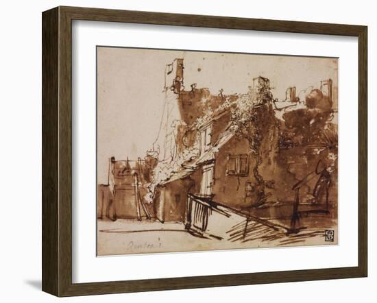 Farmhouse in Sunlight-Rembrandt van Rijn-Framed Giclee Print