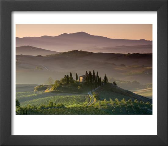 Farmhouse, Val D' Orcia, Tuscany, Italy-Doug Pearson-Framed Art Print