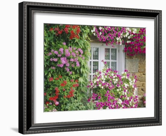 Farmhouse Window Surrounded by Flowers, Lile-Et-Vilaine Near Combourg, Brittany, France, Europe-Ruth Tomlinson-Framed Photographic Print