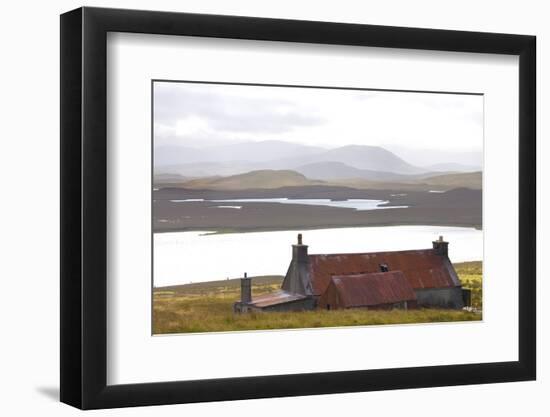 Farmhouse with Red Iron Roof Overlooking Lochs and Mountains Off the A858 South of Carloway-Lee Frost-Framed Photographic Print