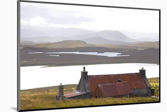 Farmhouse with Red Iron Roof Overlooking Lochs and Mountains Off the A858 South of Carloway-Lee Frost-Mounted Photographic Print