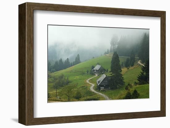 Farmhouses in Fog, Muchenland, Black Forest, Baden-Wurttemberg, Germany, Europe-Jochen Schlenker-Framed Photographic Print