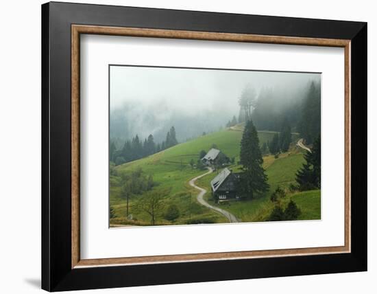 Farmhouses in Fog, Muchenland, Black Forest, Baden-Wurttemberg, Germany, Europe-Jochen Schlenker-Framed Photographic Print