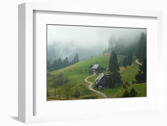 Farmhouses in Fog, Muchenland, Black Forest, Baden-Wurttemberg, Germany, Europe-Jochen Schlenker-Framed Photographic Print