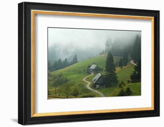 Farmhouses in Fog, Muchenland, Black Forest, Baden-Wurttemberg, Germany, Europe-Jochen Schlenker-Framed Photographic Print