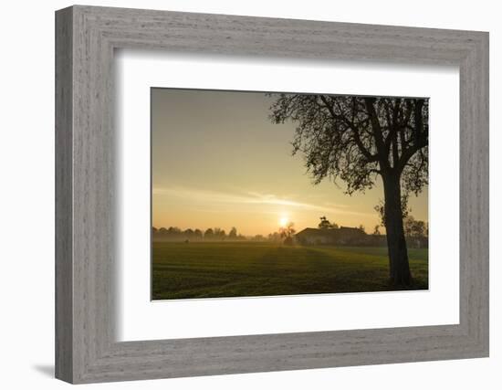 Farmhouses in Sicking at Sundown, Austria, Desselbrunn-Volker Preusser-Framed Photographic Print