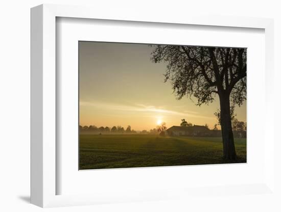 Farmhouses in Sicking at Sundown, Austria, Desselbrunn-Volker Preusser-Framed Photographic Print