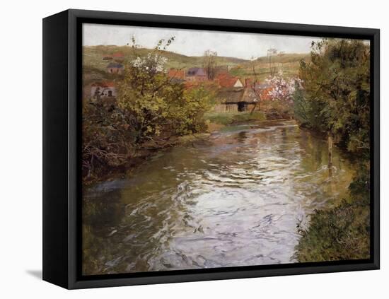Farmhouses on the Banks of a Stream-Thaulow Frits-Framed Premier Image Canvas