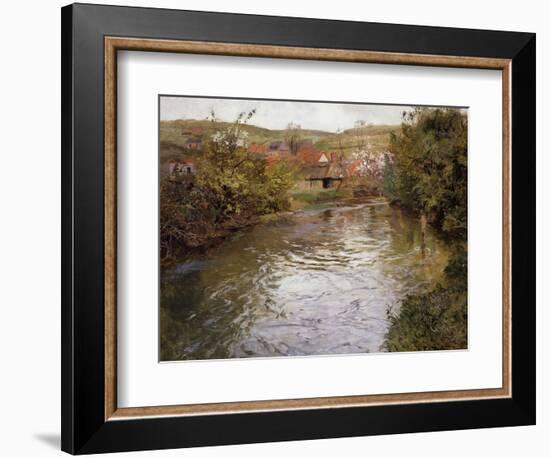 Farmhouses on the Banks of a Stream-Thaulow Frits-Framed Giclee Print