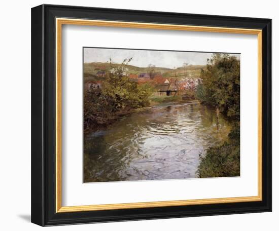 Farmhouses on the Banks of a Stream-Fritz Thaulow-Framed Giclee Print