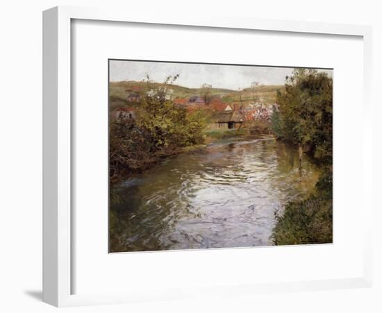 Farmhouses on the Banks of a Stream-Fritz Thaulow-Framed Giclee Print