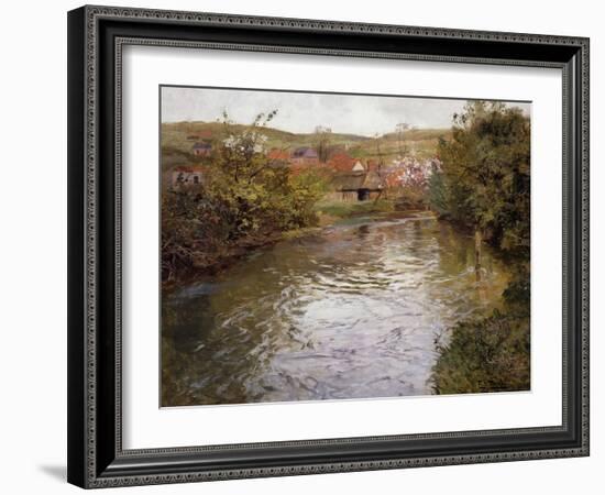 Farmhouses on the Banks of a Stream-Fritz Thaulow-Framed Giclee Print