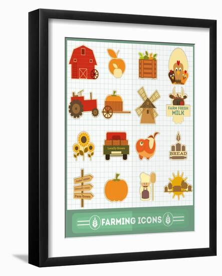 Farming Icons Set-elfivetrov-Framed Art Print