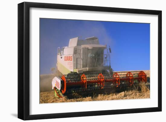 Farming Wheat Harvest and Combine Harvester-null-Framed Photographic Print