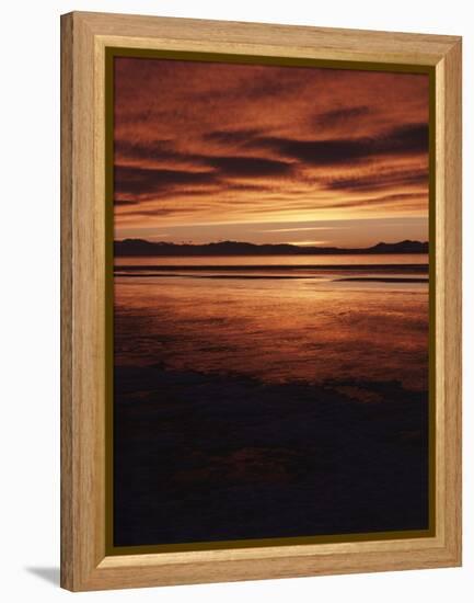 Farmington Bay, Great Salt Lake, Antelope Island, Stansbury Island, Great Basin, Utah, USA-Scott T. Smith-Framed Premier Image Canvas