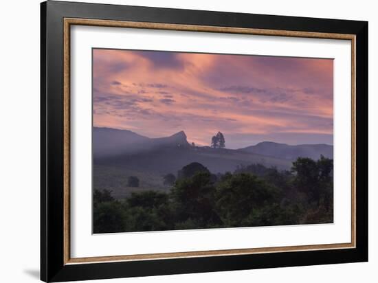 Farmland in Chapada Diamantina National Park with Mist from Cachaca Smoke at Sunset-Alex Saberi-Framed Photographic Print