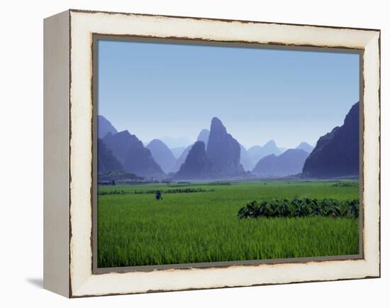 Farmland with the Famous Limestone Mountains of Guilin, Guangxi Province, China-Charles Sleicher-Framed Premier Image Canvas