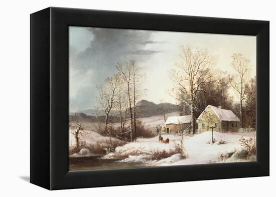 Farmstead in Winter, 1860-Frederic Edwin Church-Framed Premier Image Canvas