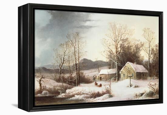 Farmstead in Winter, 1860-Frederic Edwin Church-Framed Premier Image Canvas