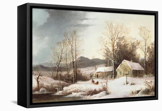 Farmstead in Winter, 1860-Frederic Edwin Church-Framed Premier Image Canvas