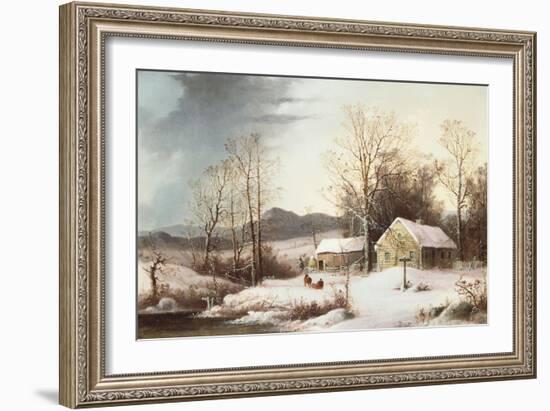 Farmstead in Winter, 1860-Frederic Edwin Church-Framed Giclee Print