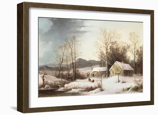 Farmstead in Winter, 1860-Frederic Edwin Church-Framed Giclee Print