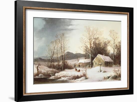 Farmstead in Winter, 1860-Frederic Edwin Church-Framed Giclee Print