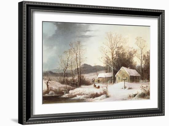 Farmstead in Winter, 1860-Frederic Edwin Church-Framed Giclee Print