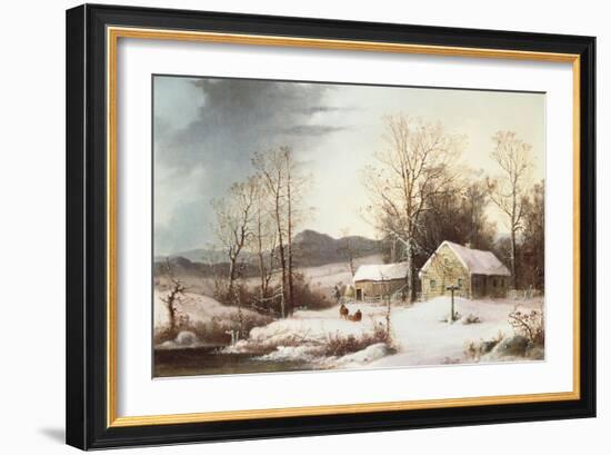 Farmstead in Winter, 1860-Frederic Edwin Church-Framed Giclee Print