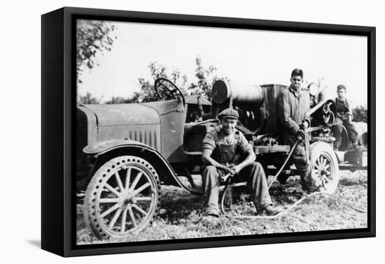 Farmworkers with a Tractor, (C1930S)-null-Framed Premier Image Canvas