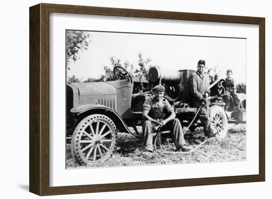 Farmworkers with a Tractor, (C1930S)-null-Framed Photographic Print