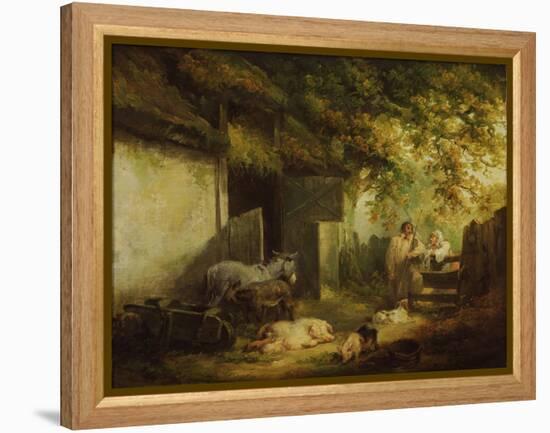 Farmyard, C.1790-91 (Oil on Canvas)-George Morland-Framed Premier Image Canvas